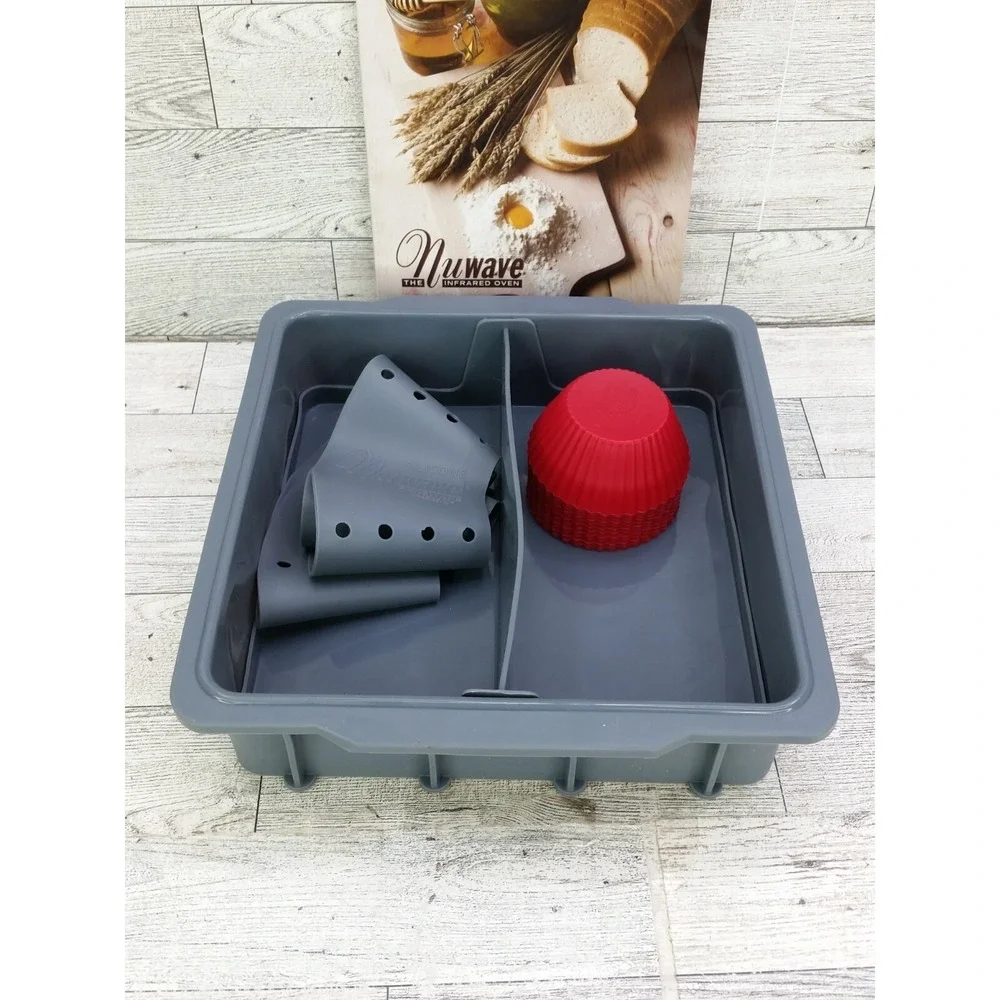 Nuwave Silicon Bakeware Set Bake Pan Divider Ring Cupcake Liners and Baking Book
